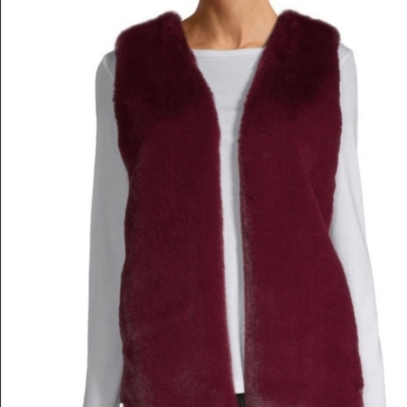 Liz Claiborne Jackets & Blazers - LIZ CLAIBOURNE WOMEN'S FAUX FUR BURGUNDY VEST SIZE XXL